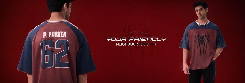 Men_HP Banner_Spidey-Suit_Oversized T-Shirts_Trending Fandoms