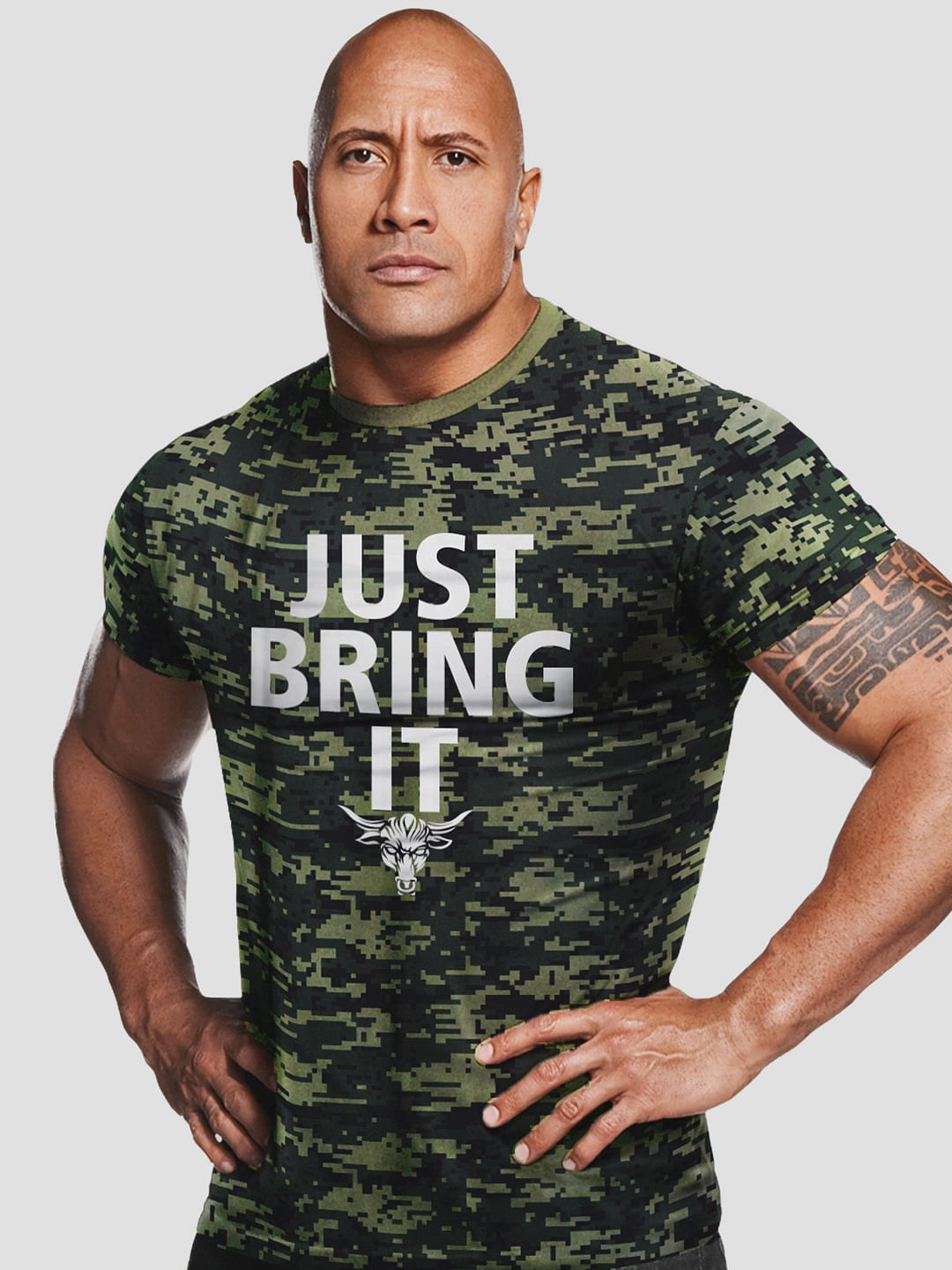 Buy Wwe The Rock Brahma Bull Camo T Shirts Official Merchandise