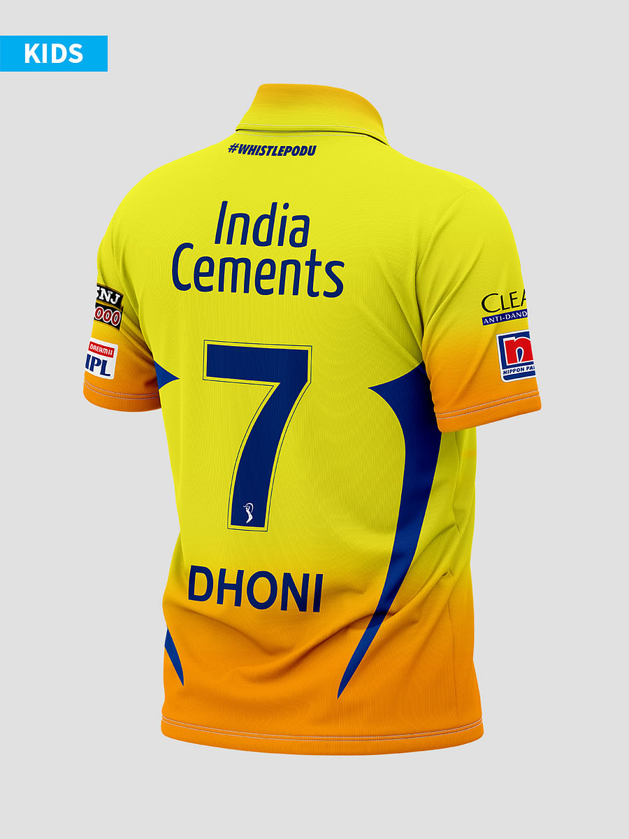 Buy CSK Official Match Replica Kids 2020 (Dhoni 7) Kids Jersey online ...