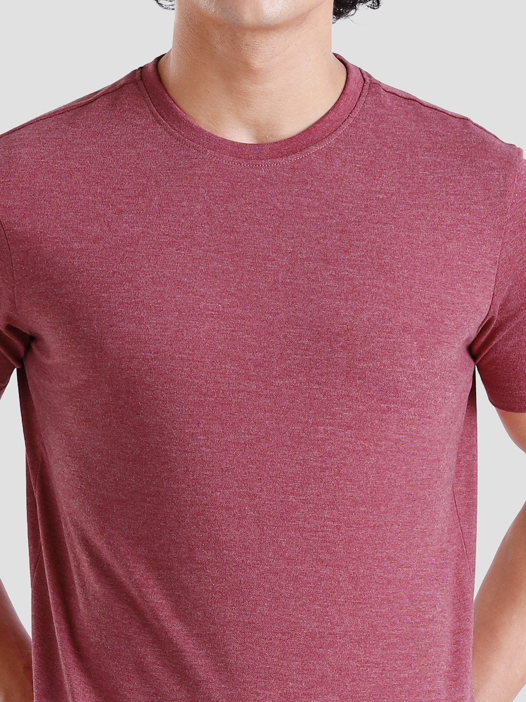 Buy Solids Maroon Melange Drop Cut Drop Cut Tshirts online at The
