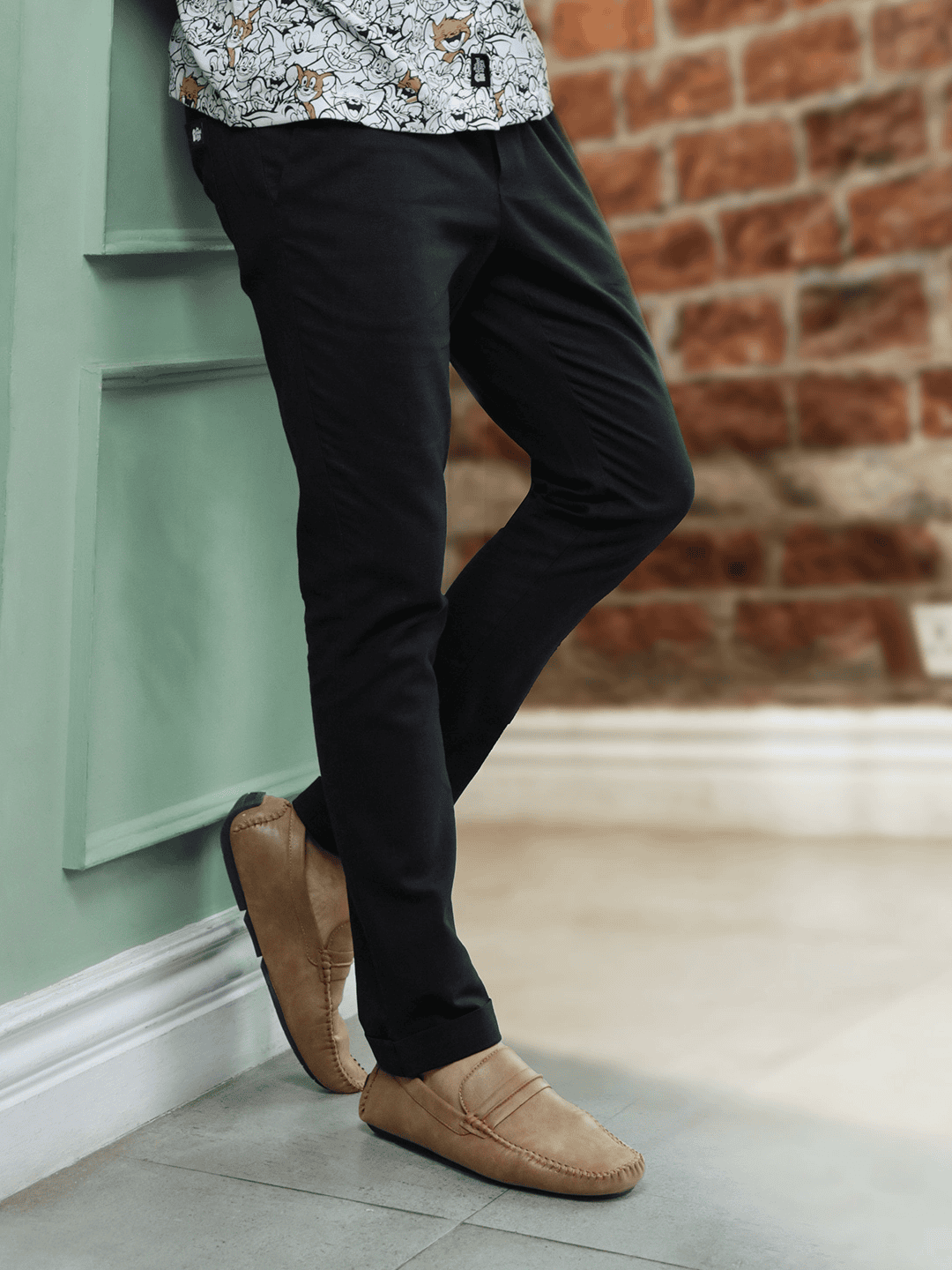 Solids: Black Men Cotton Pants online