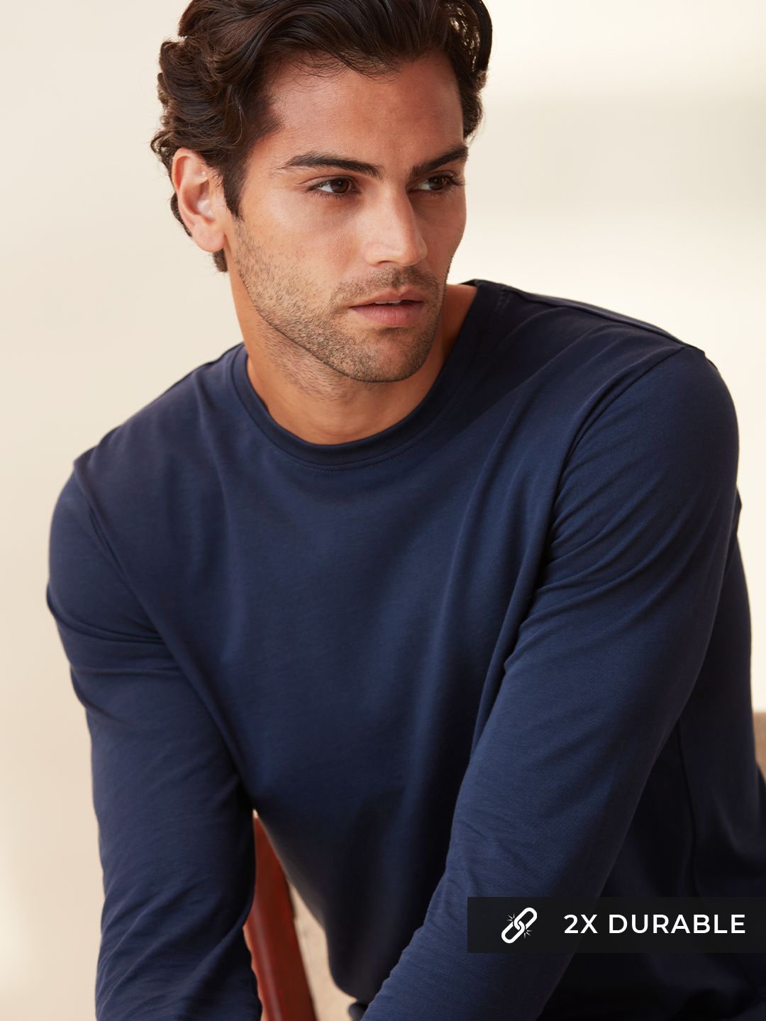 Buy Supima Cotton Full Sleeve Navy Blue Full Sleeve Tshirts online at