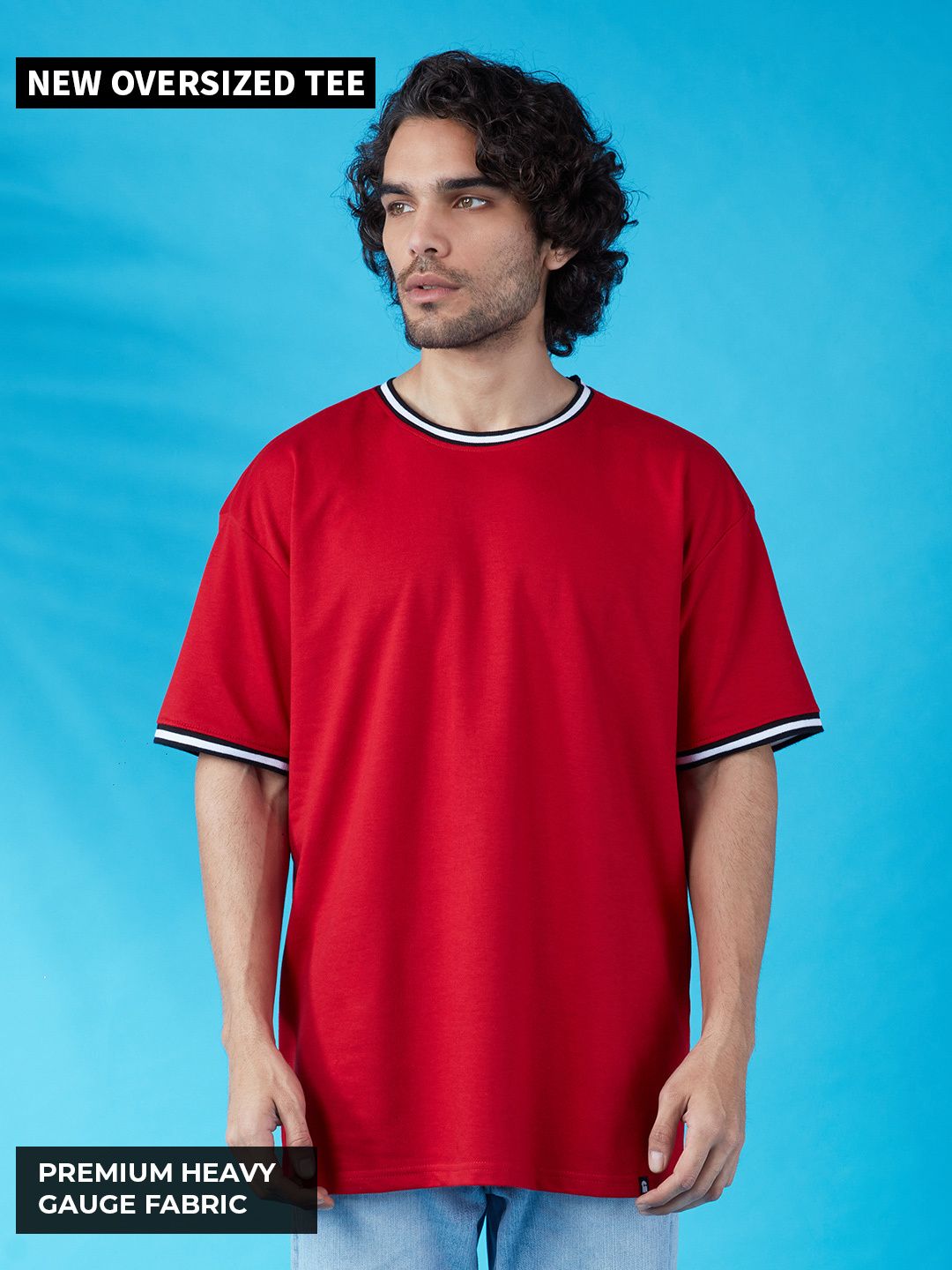 Buy Solids Oversized Red Tshirt Online.