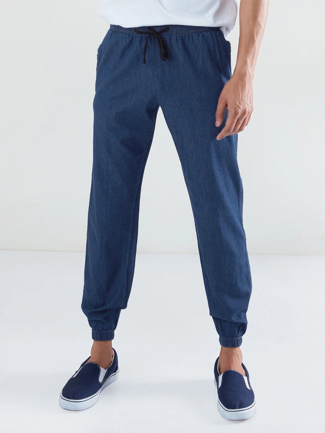 Buy Solids: Navy Blue Joggers online at The Souled Store.