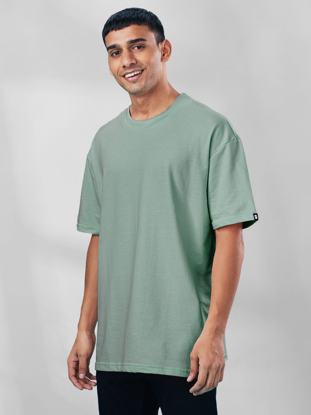 Buy Solids Oversized Sage Green T-shirt 