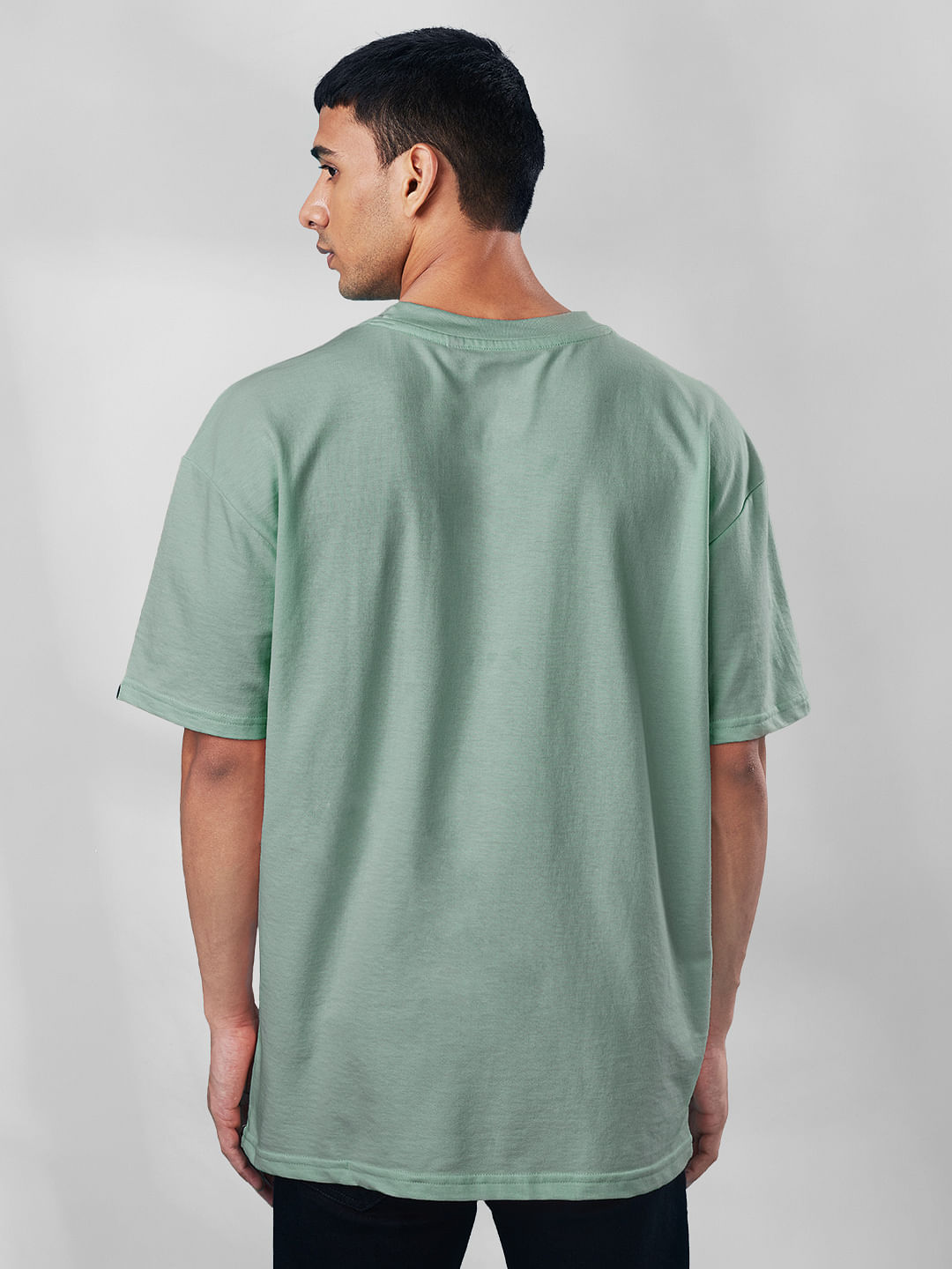 Buy Solids Oversized Sage Green T-shirt Online.