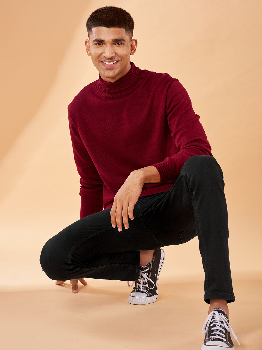 Solids: Pomegranate Turtle Neck Pullovers online
