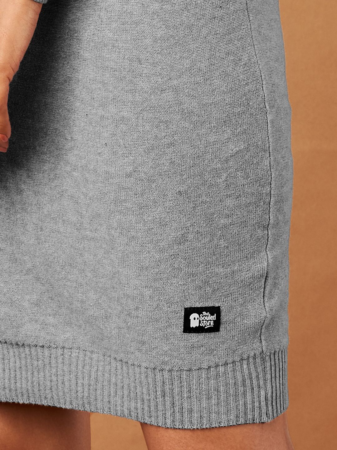 Buy Solids: Grey Rib Knit Women Sweater Dresses