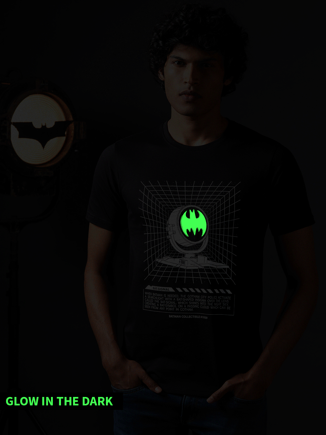 Buy Batman Bat Signal Glow In Dark Half Sleeve Tshirt Online