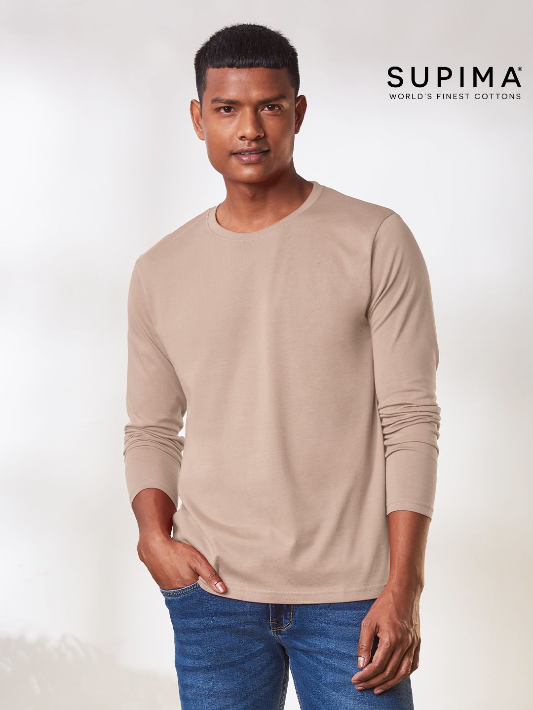Buy Supima Cotton Full Sleeve: Mushroom 