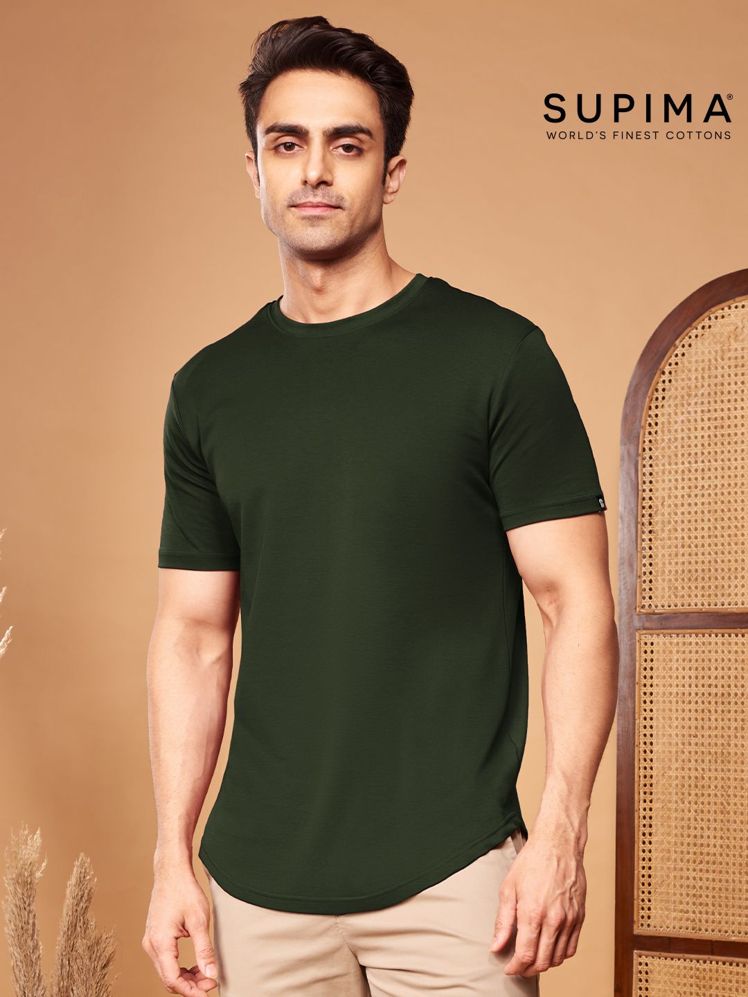 Buy Supima Cotton Dark Olive Drop Cut T 