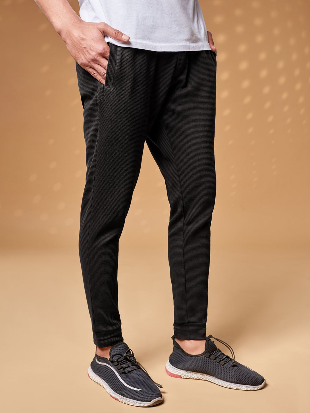 Buy Thunder Black Ribbed Joggers Online