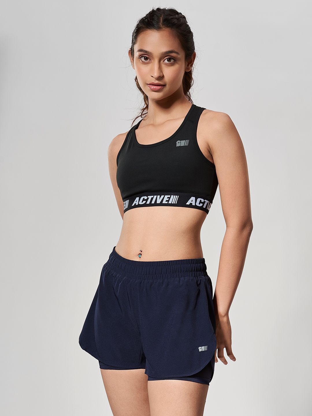 Buy Solids Navy Women's Running Shorts Online.
