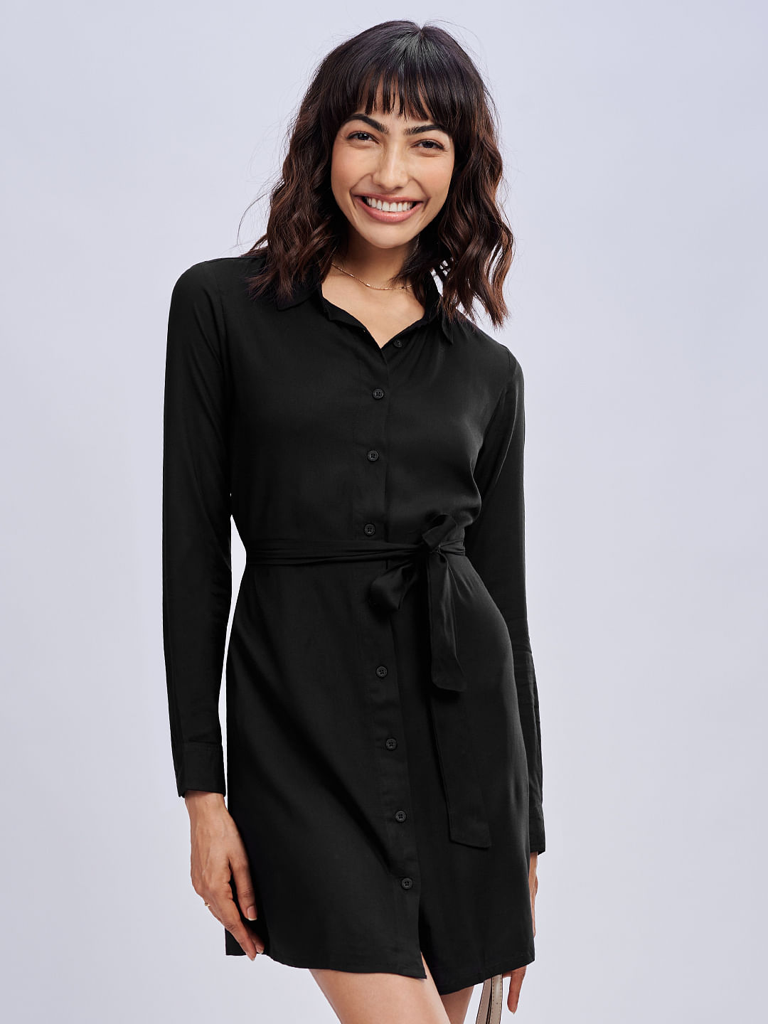 Buy Solid Black Women's Shirt Dress Online at The Souled Store.
