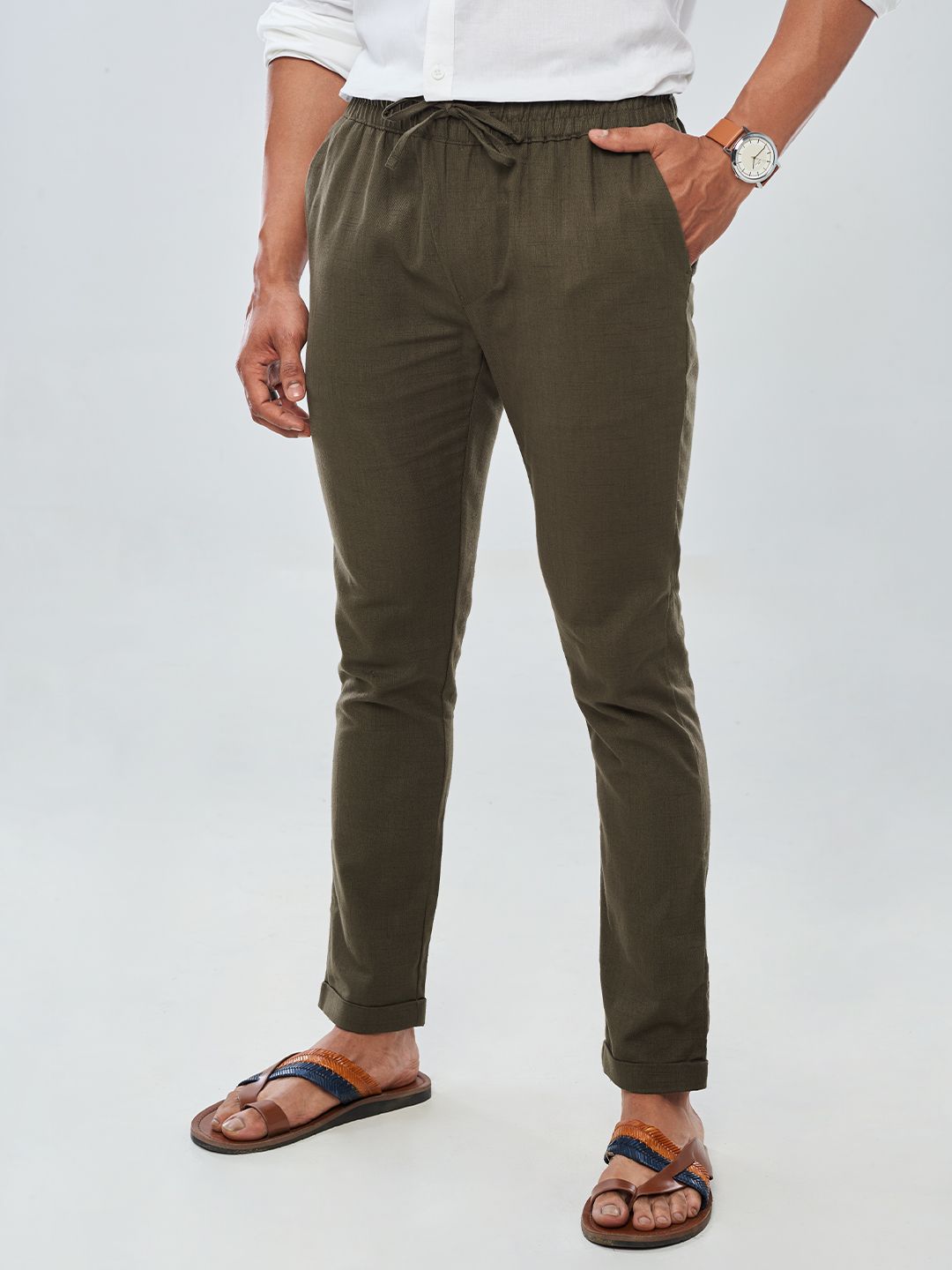 Buy Solids Teak Men's Cotton Pant Online