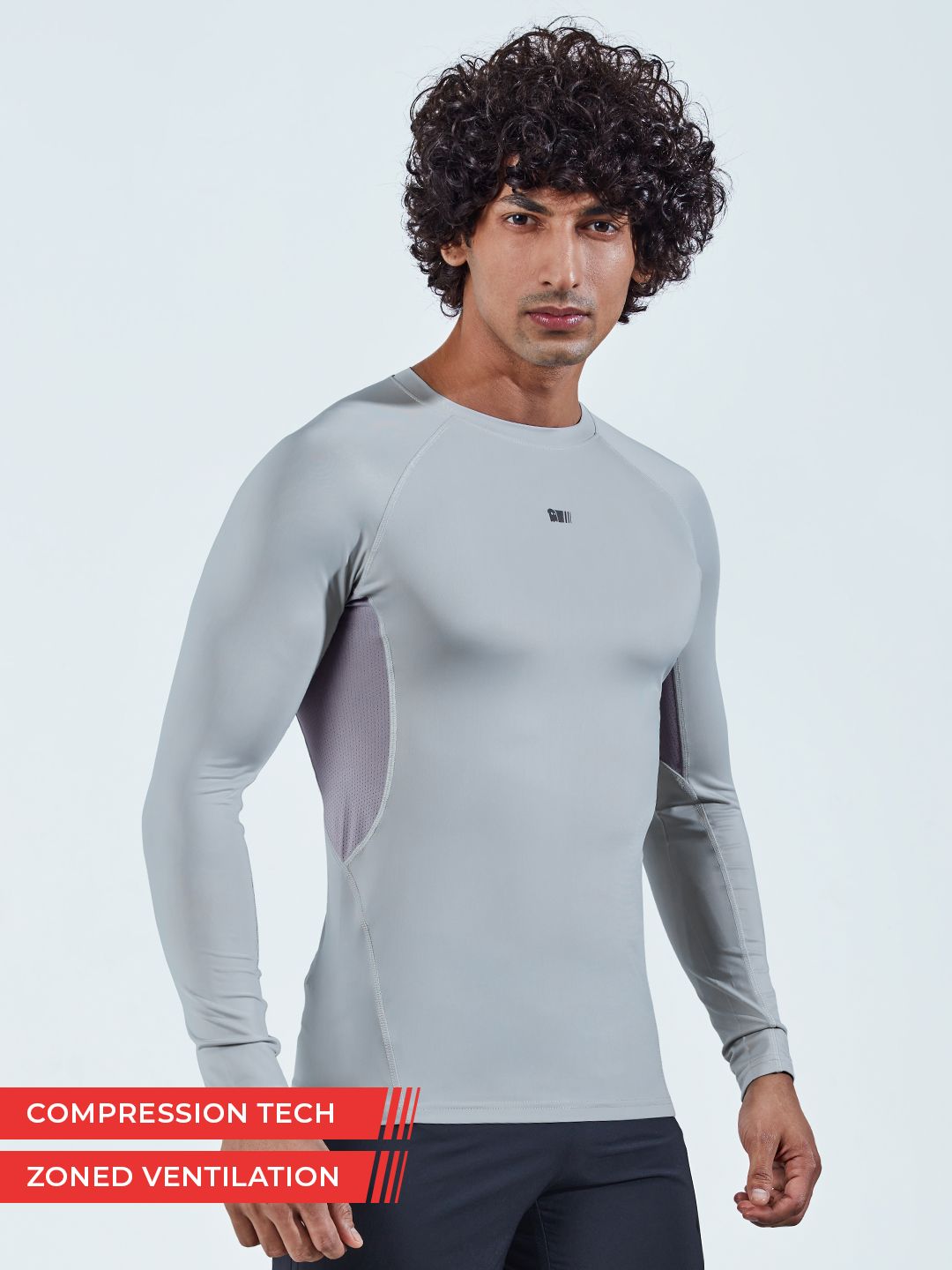 Buy Solids Grey Men Compression TShirts Online