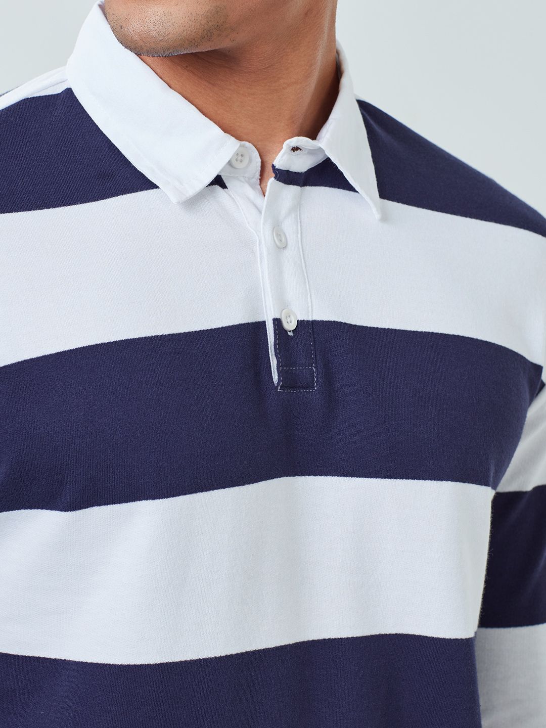 solids navy striped men rugby polos