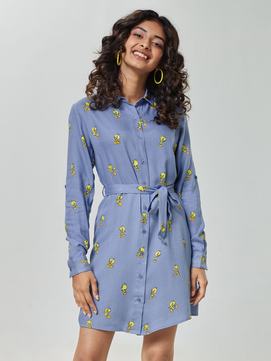 Looney Tunes: Tweety Pattern Women Shirt Dresses