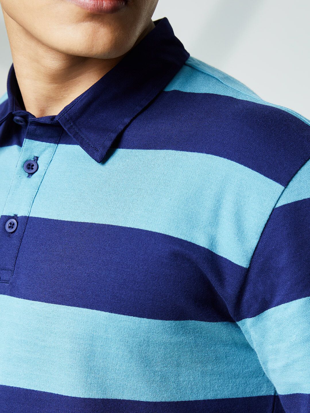 solids monochrome blue men rugby polos