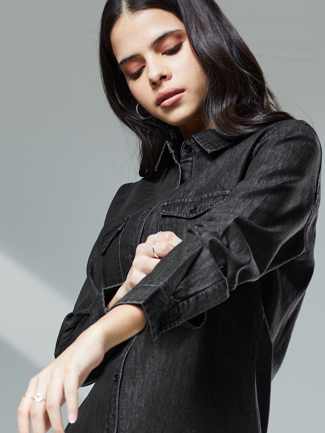 Buy Women's Denim Shirts Ash Grey Online at The Souled Store.