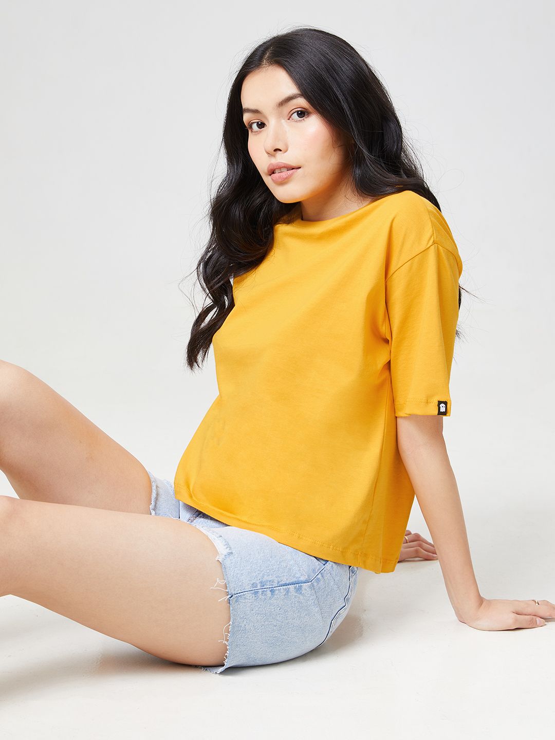 Buy Solids Yellow Women's Oversized TShirt online