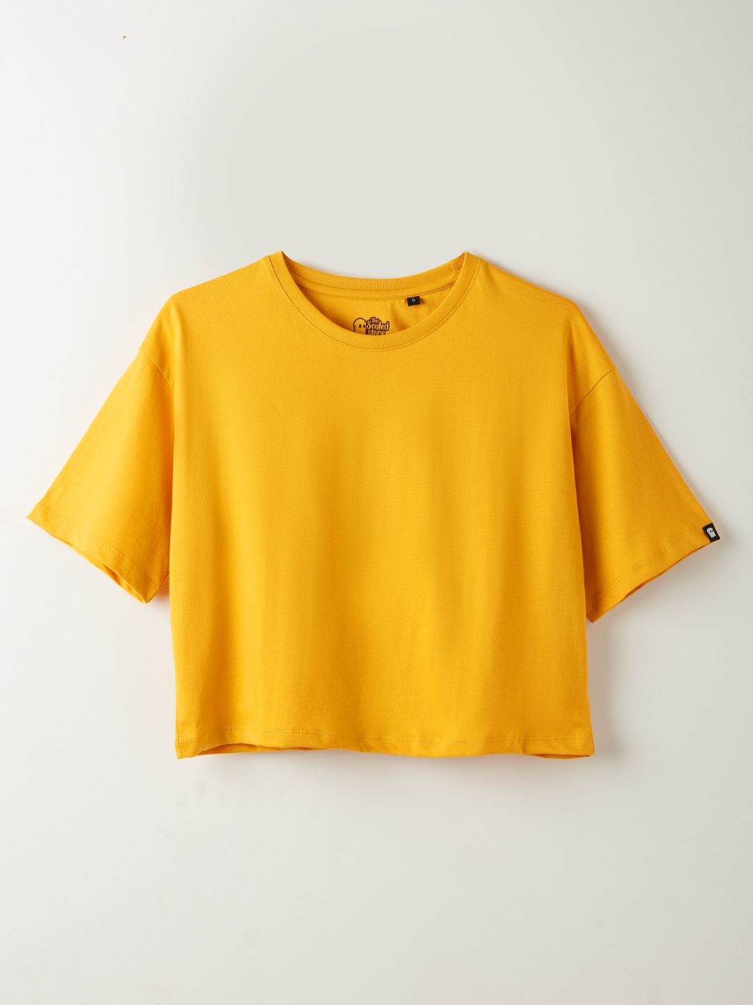 Buy Solids Mustard Yellow Women's Oversized Cropped TShirt online at