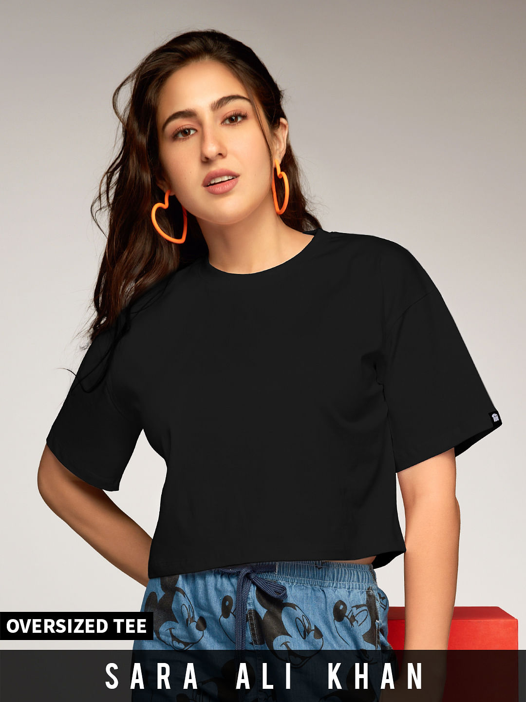 Buy Solids Black Women's Oversized Cropped T-Shirt online at The Souled ...
