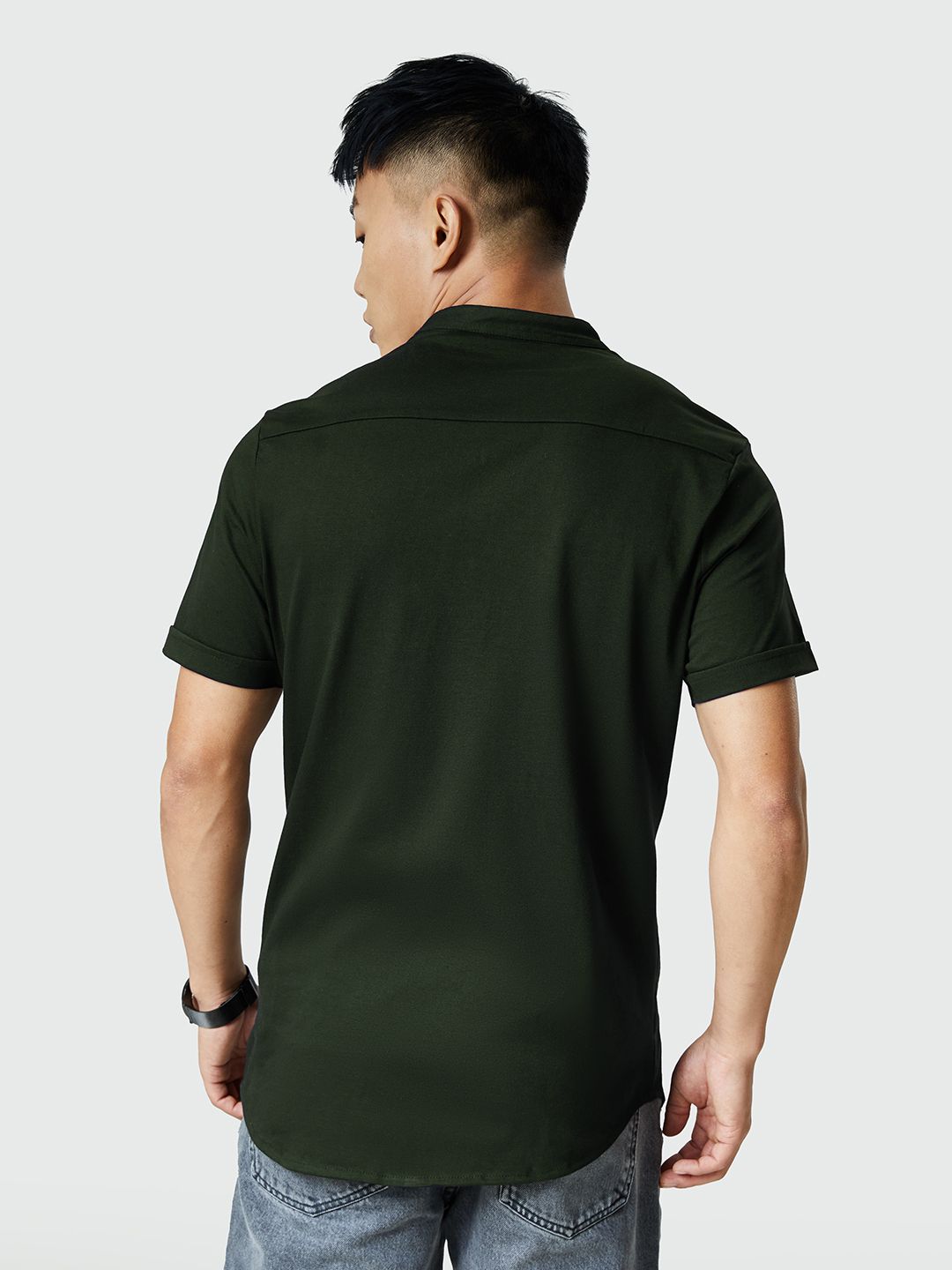 Buy Solid Knit Shirt: Dark Green online