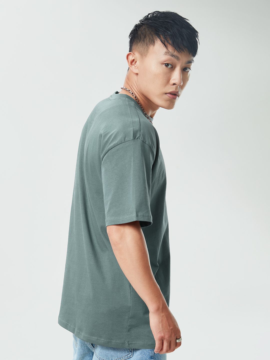 Buy Basic Solids: Sage Green Oversized T-Shirts