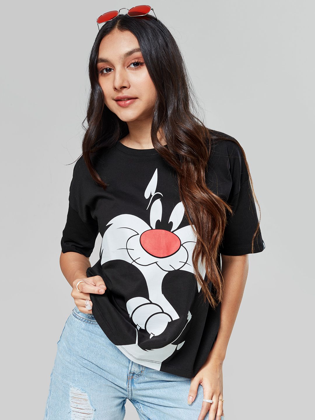 Kids Tweety Floral T-Shirt in Light Blue - Size XL