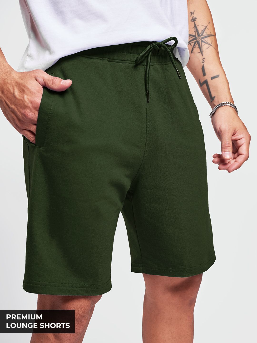 Buy Solids Dark Olive Premium Lounge Shorts Online