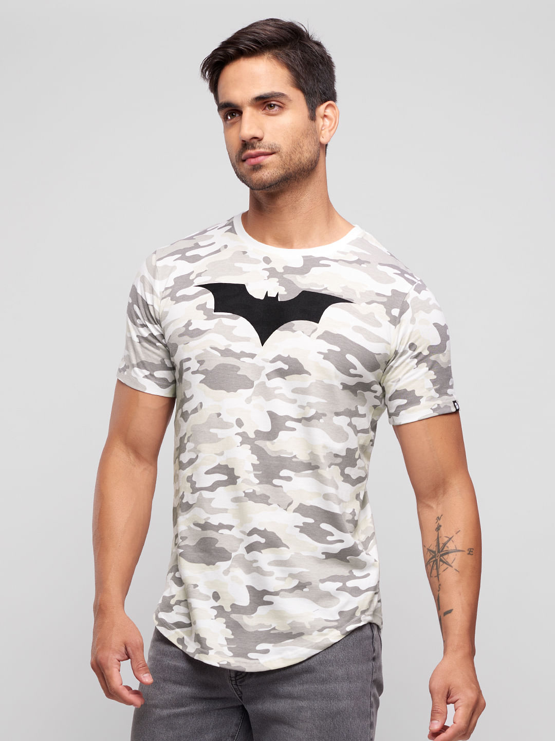 Buy Batman Logo Camo Drop Cut T-Shirts Online