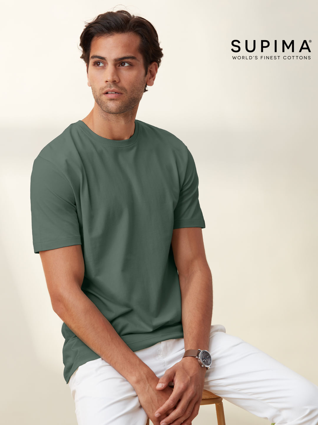 Buy Supima Cotton Light Olive Supima T-Shirts Online