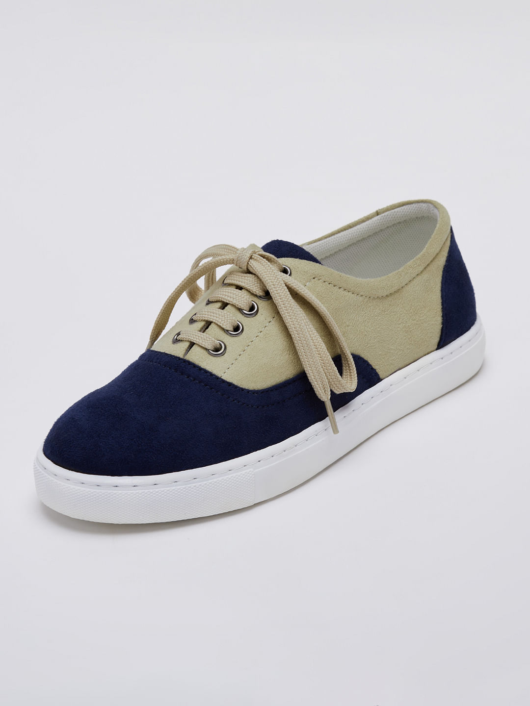 Buy Colour Block Basics Blue And White For Women Lace Up Shoes Online