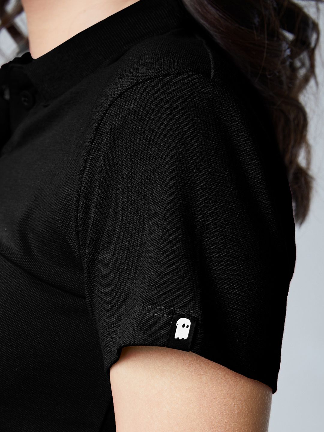 Buy Solids Black Women Cropped Polos Online