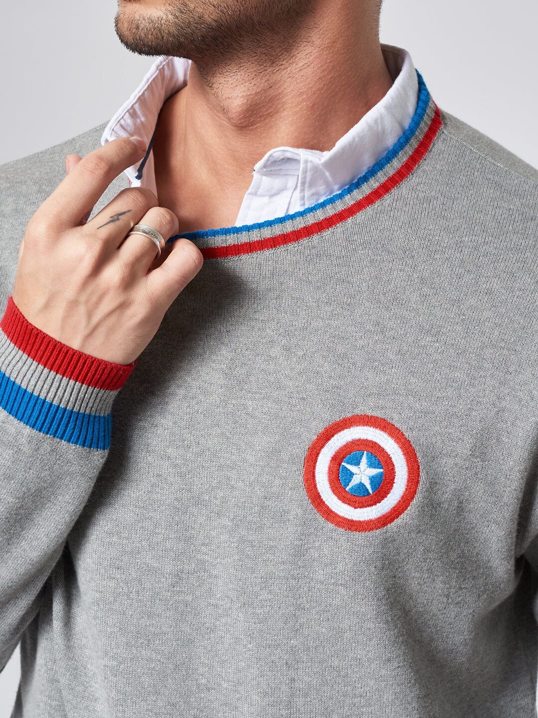 Buy Captain America Logo Knitted Sweaters Official Merchandise online at The Souled Store