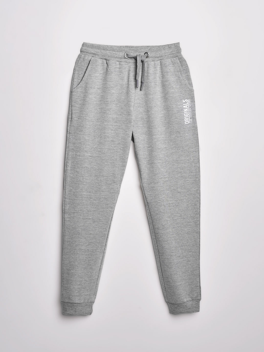 Buy Solids: Grey Melange Boys Joggers Online