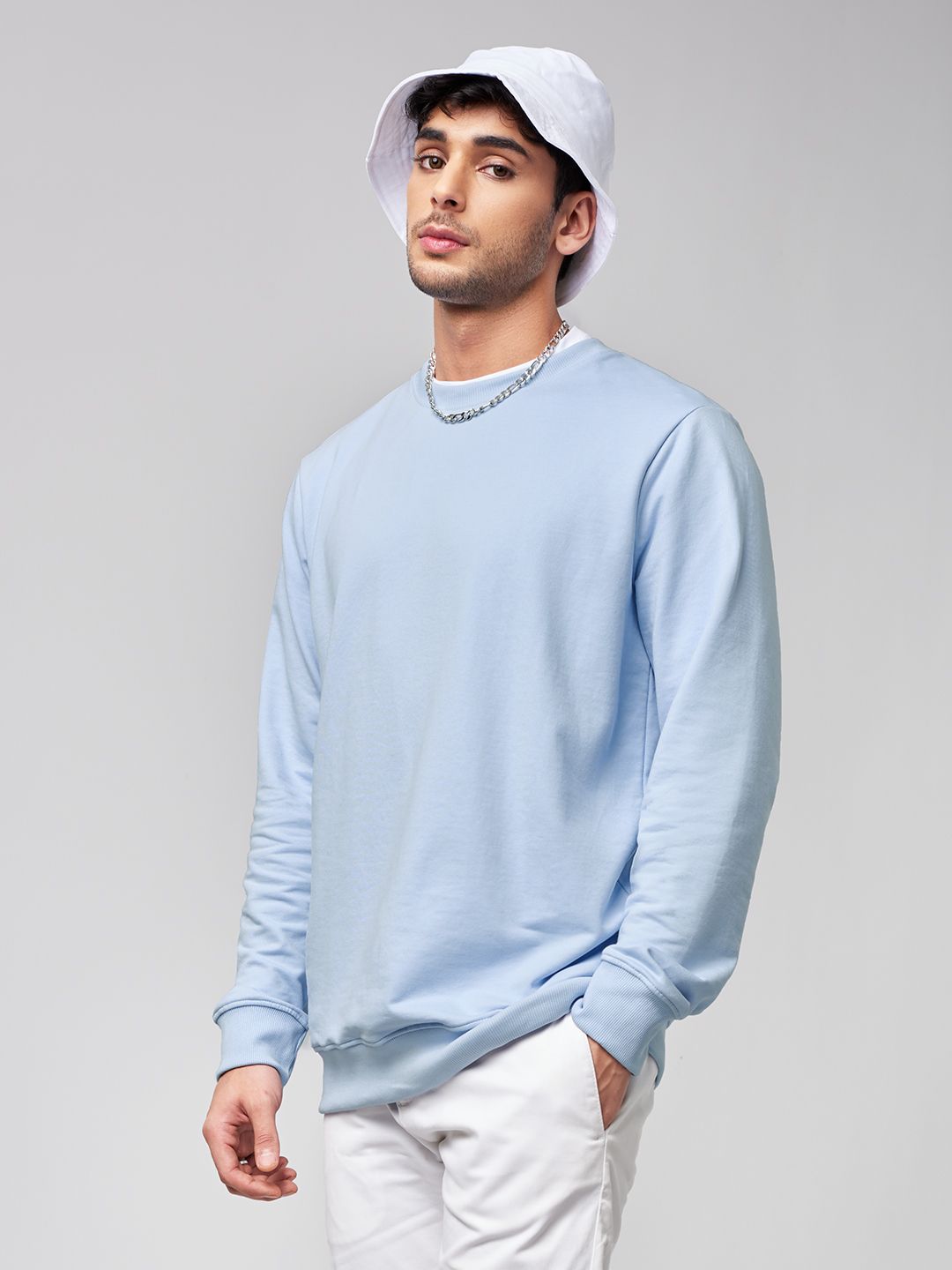 Buy Solids Powder Blue Sweatshirt Online.