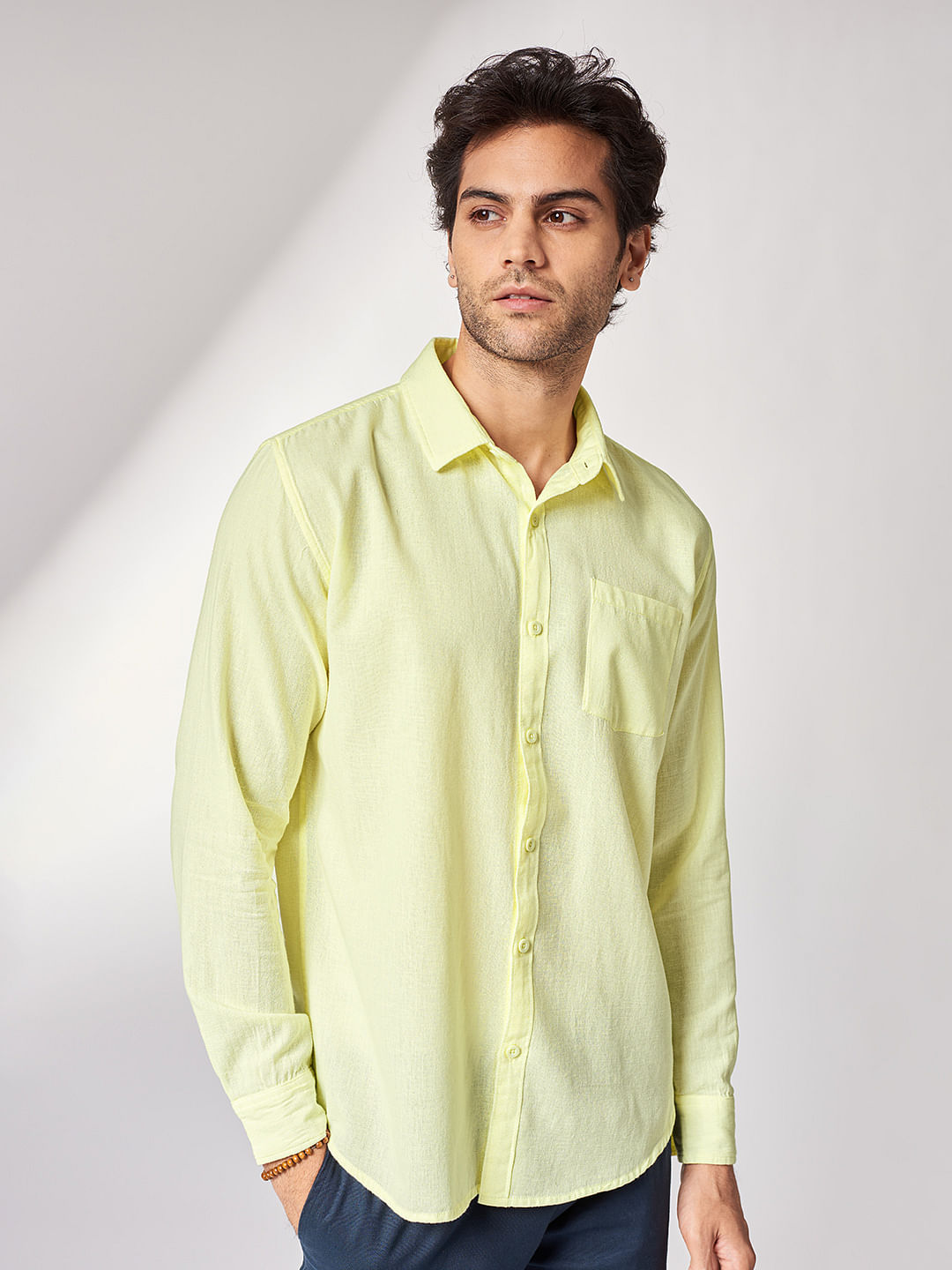 Buy Solids: Light Yellow Shirts Online