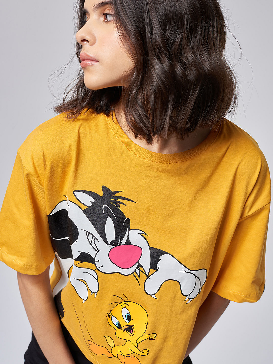 Buy Looney Tunes Sylvester And Tweety 4ever Women Oversized Cropped T