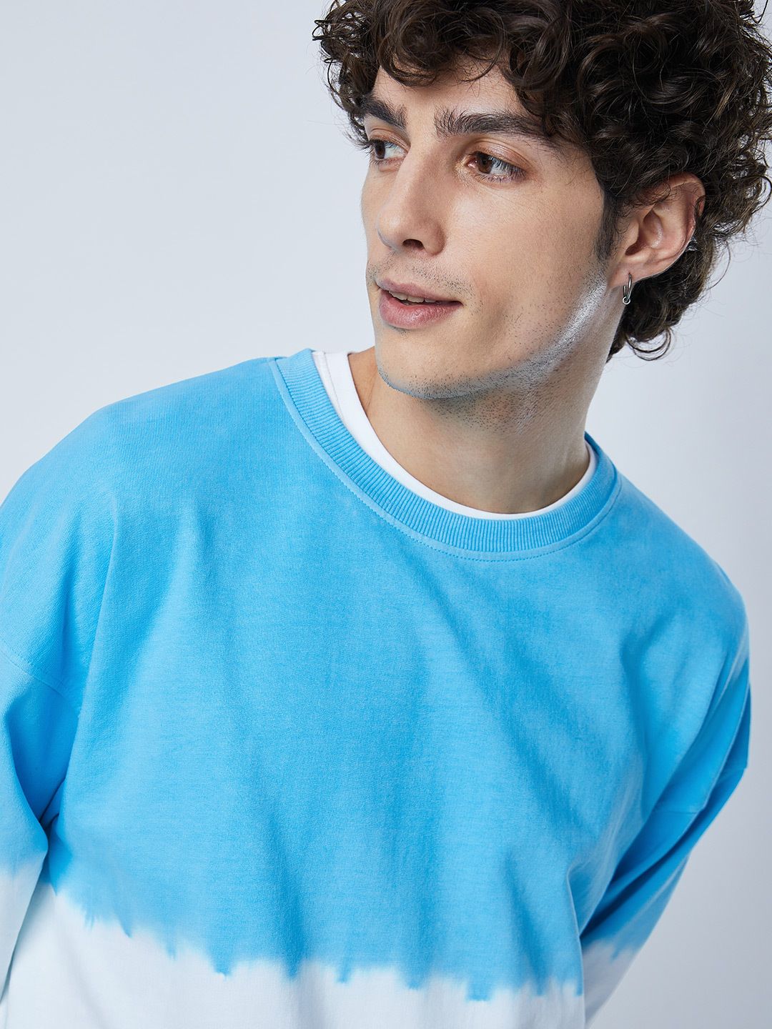 Buy Official TSS Originals: Icy Blue Colour Block Men Oversized Sweatshirts  Online.