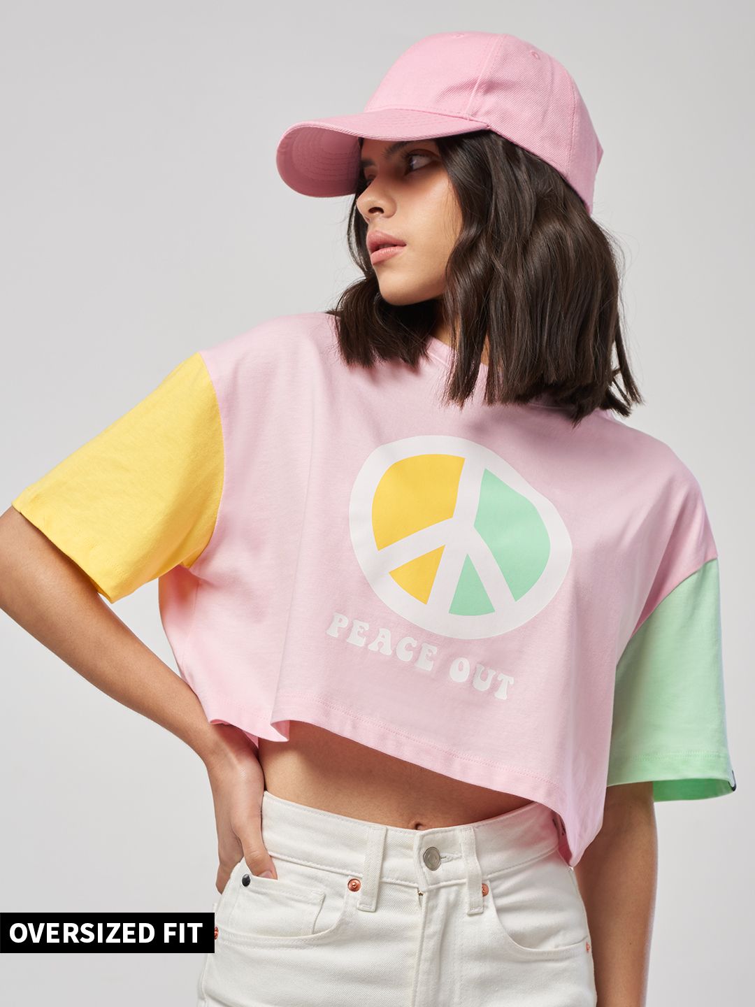 Buy TSS Originals Peace Out Women Oversized Cropped TShirts