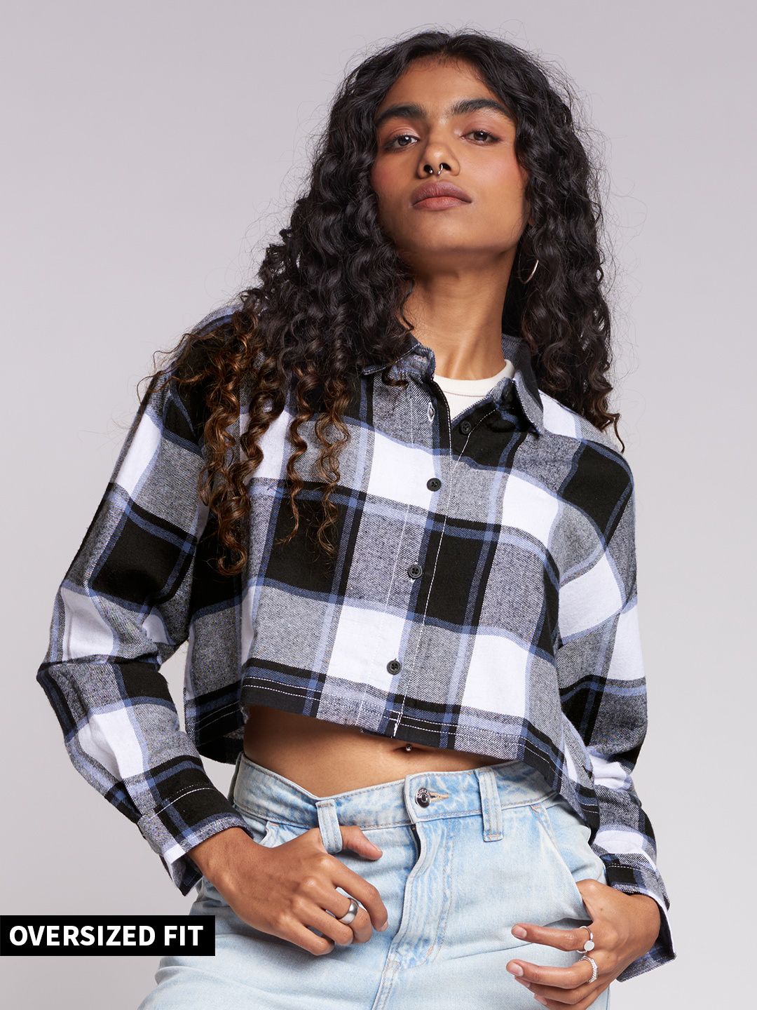Buy Plaid Multi Cropped Shirt Dress Online