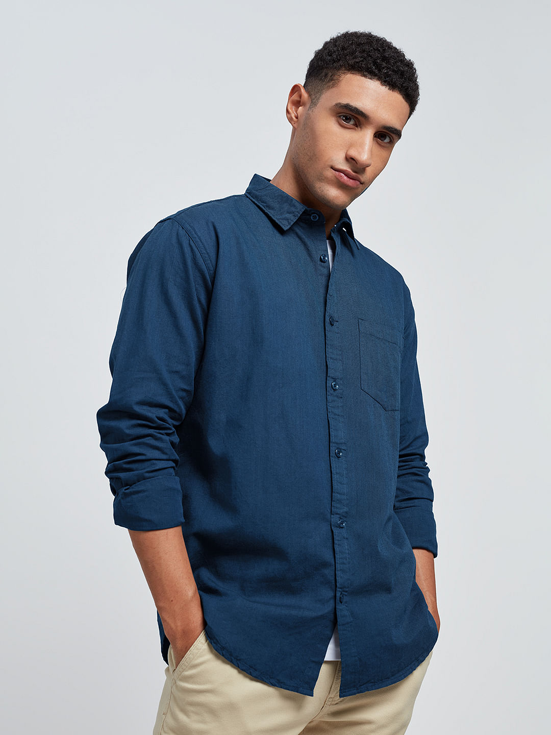 Buy Oxford Shirt Navy Blue Men's Shirt Online