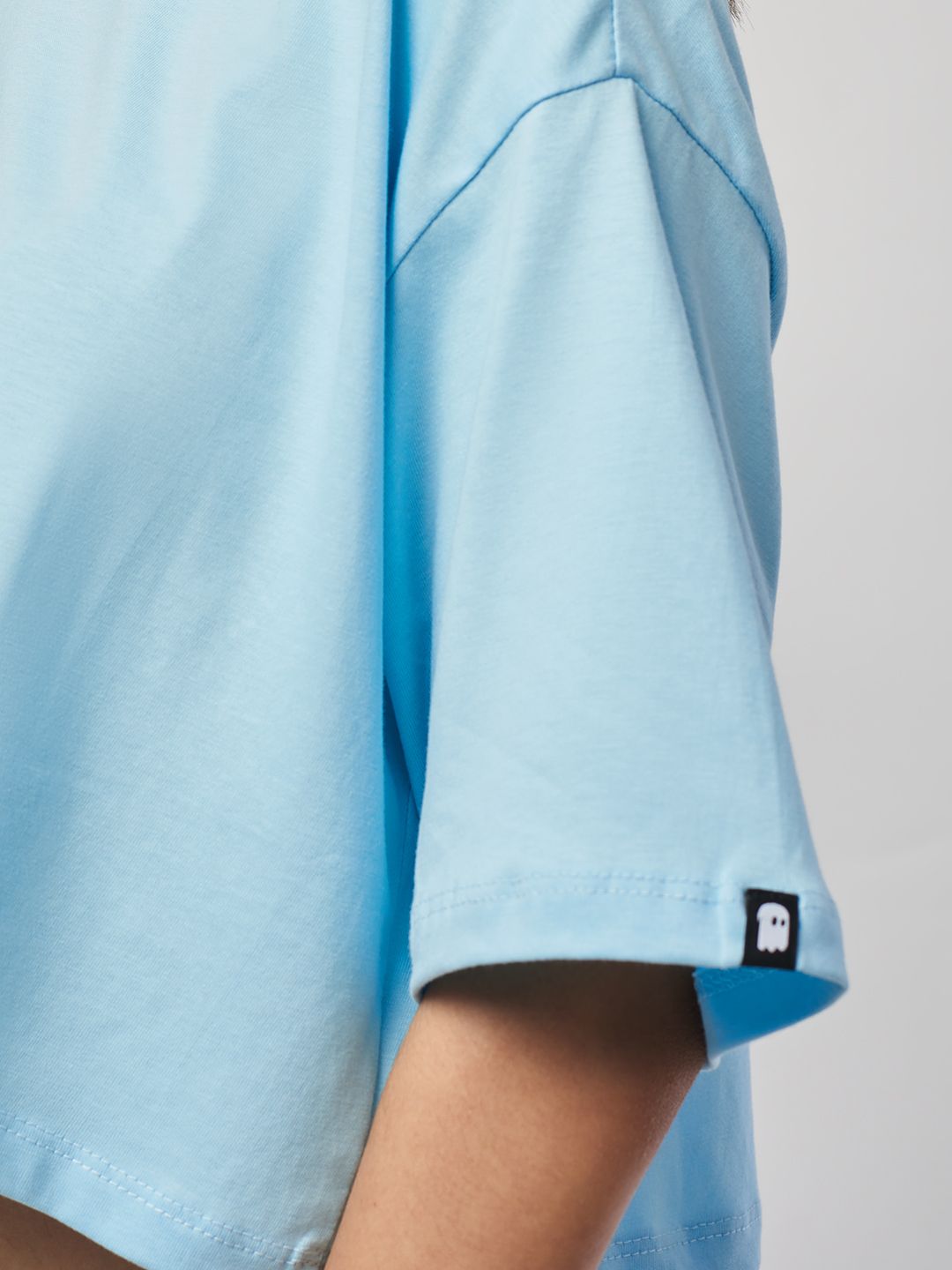 Street Solids: Sky Blue Women Oversized Cropped T-Shirts price