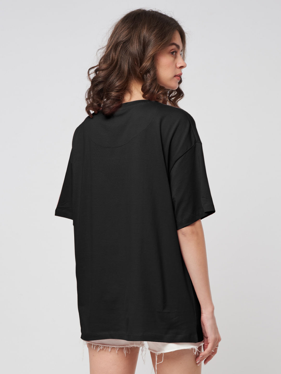 Buy Solids Black Women's Oversized T-Shirt online at The Souled Store