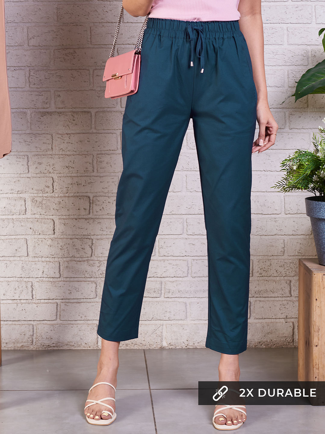 Buy Supima Cotton Majolica Blue Cabana Pant for Women Online