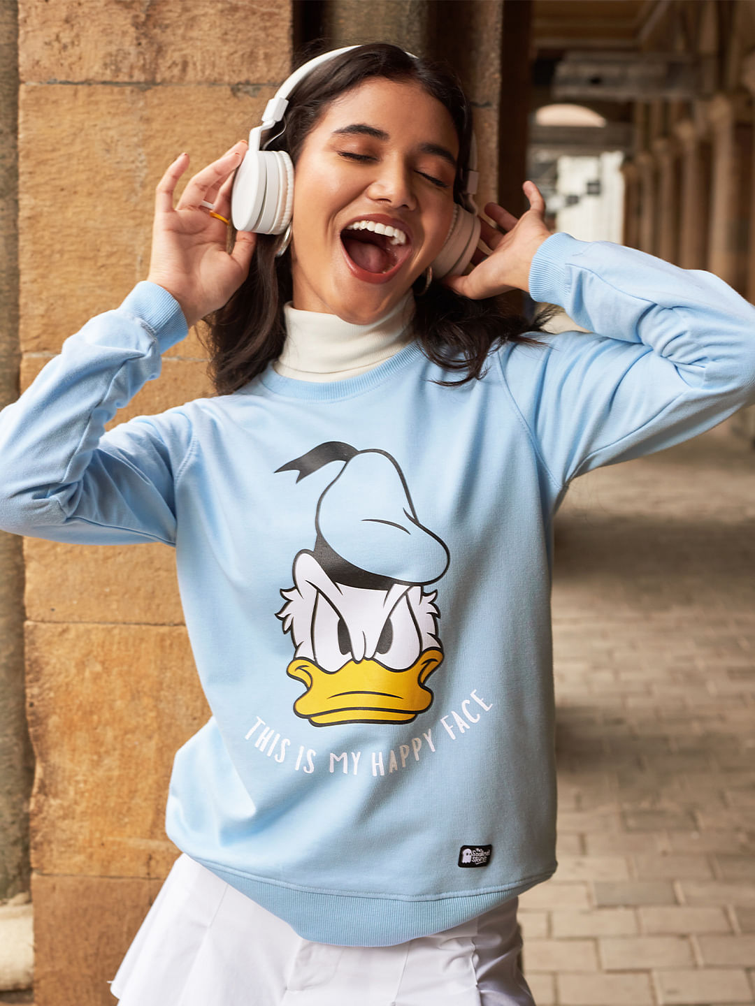 Buy Official Donald Duck My Happy Face Women Sweatshirt Online