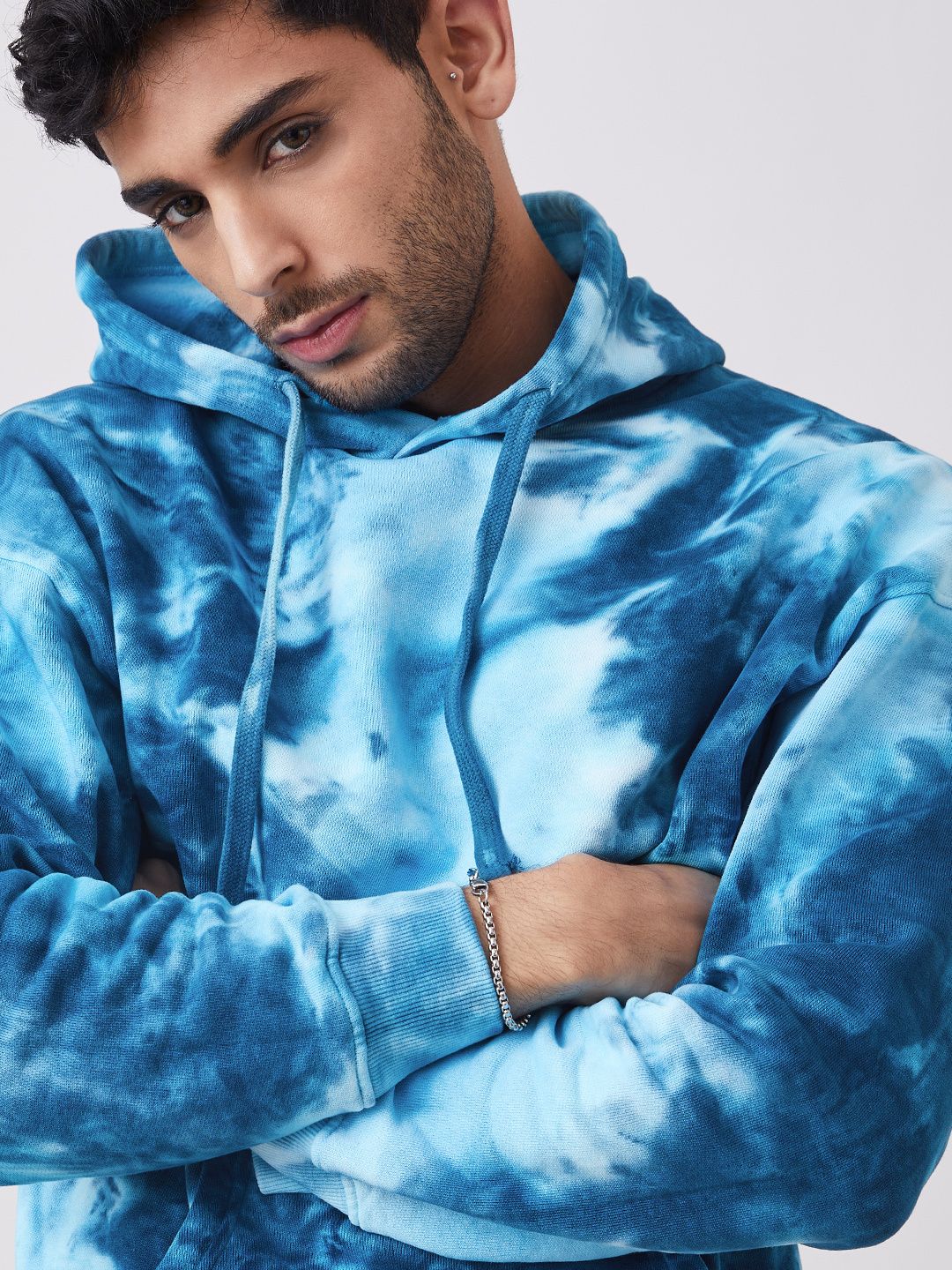 Tie Dye: Electric Blue Men Oversized Hoodies online