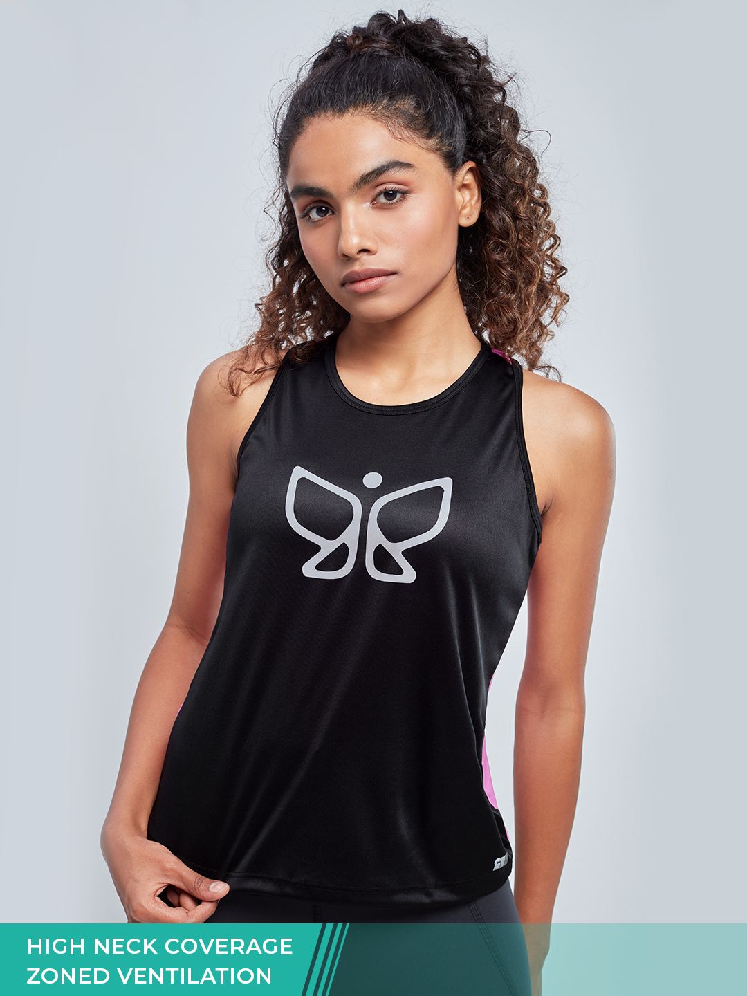 Deivee: Black & Pink Women Aero Tank Tops Online